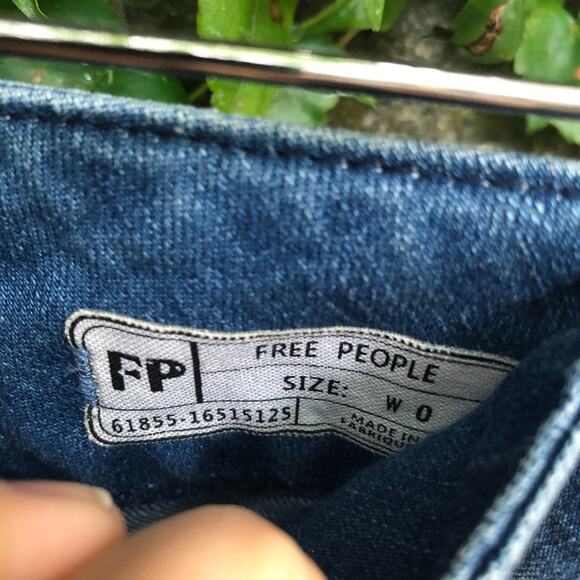 Free People Seamed Denim Mini Skirt Blue A line 0 - Picture 3 of 4